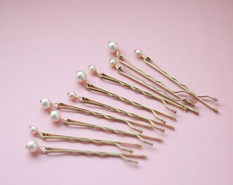 Pearl Hair Pins Round Pearl Hai Clips 10x Bridal Hair Pins Bridesmaids Hair Pins Bridal Party Hair Pins