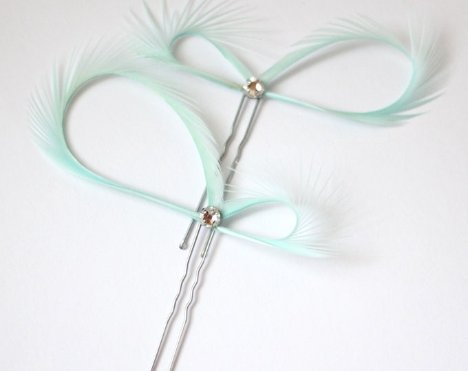 Mint Green Hair Pins, Mint Hair Accessories, Bridal Party, Green Fascinator, Bridesmaid Gift, Light Green Wedding, Prom Hair, Maid of Honor