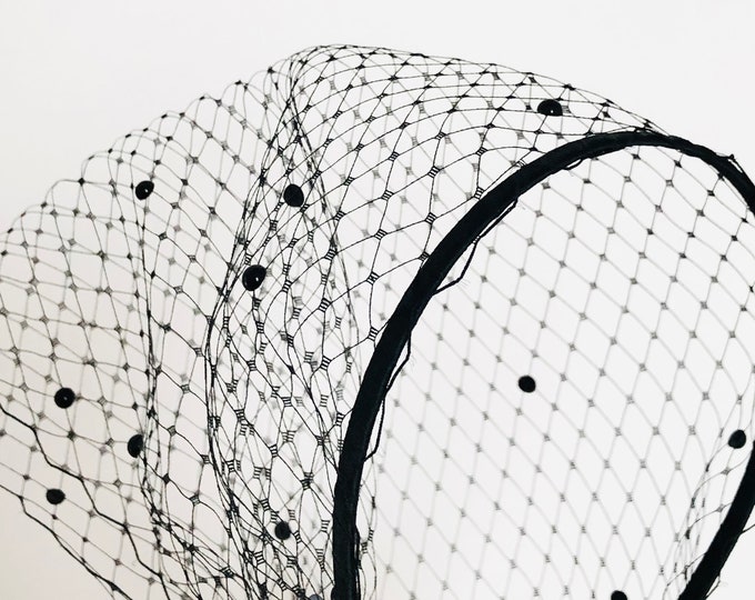 Black Pearl Veil Birdcage Wedding Guest Veil Scattered Pearl Veiled Headband Bridal Veil Church