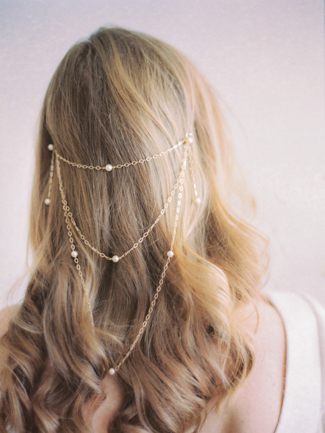 Pearl Hair Chain, Pearl Headband, Infinity Chain With Pearls, Color ...