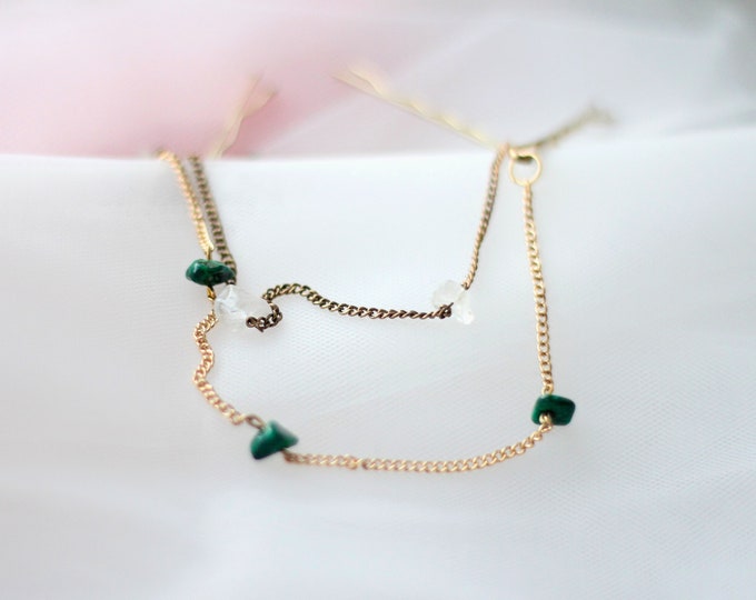 Emerald Green Hair Chain, Crystal Quartz Hair Chain, Bridesmaid Hair, Bronze Chain, Gold Chain, Rose Gold Chain, Silver Chain