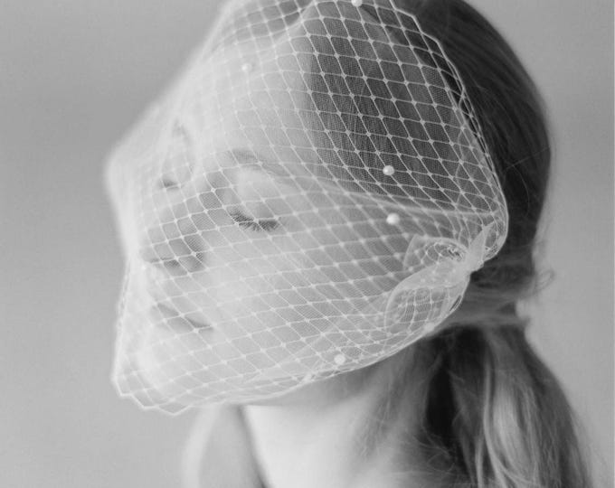 Veil Tulle Double Layer Birdcage Veil with Pearls: Elegant Bridal Wedding Accessory for Civil Ceremony Headpiece Veiled