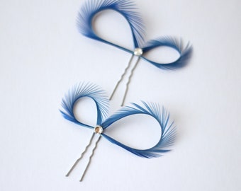 Blue Hair Pins Bridesmaids Royal Blue Fascinators Bridal Party Gift Cobalt Blue Hair Accessories Something Blue