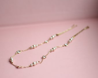 Wedding Hair Chain Pearl Bridal Crystal Headpiece Head Chain Pearl Headband Grecian-Inspired Pearl & Crystal Bridal Hair Chain