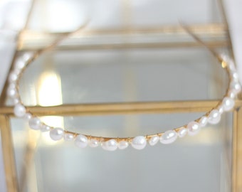 Freshwater Pearl Headband Bridal Pearl Headpiece for Wedding Freshwater Pearl Headband Wedding Pearl Head Piece for Bride