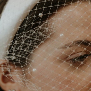 Birdcage Veil Headband with Pearls