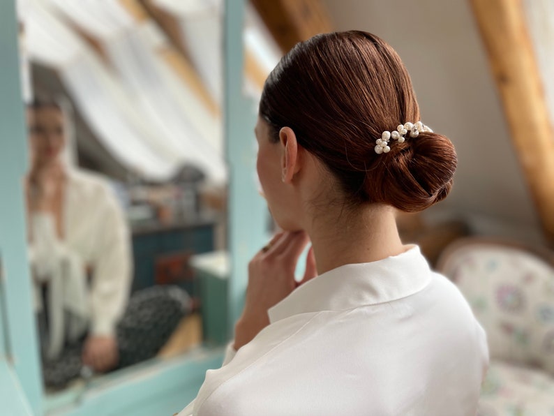 Forcine per capelli regalo per damigelle Forcine per capelli con perle d'acqua dolce Forcine per capelli per festa nuziale Accessori per capelli da sposa per festa nuziale immagine 6