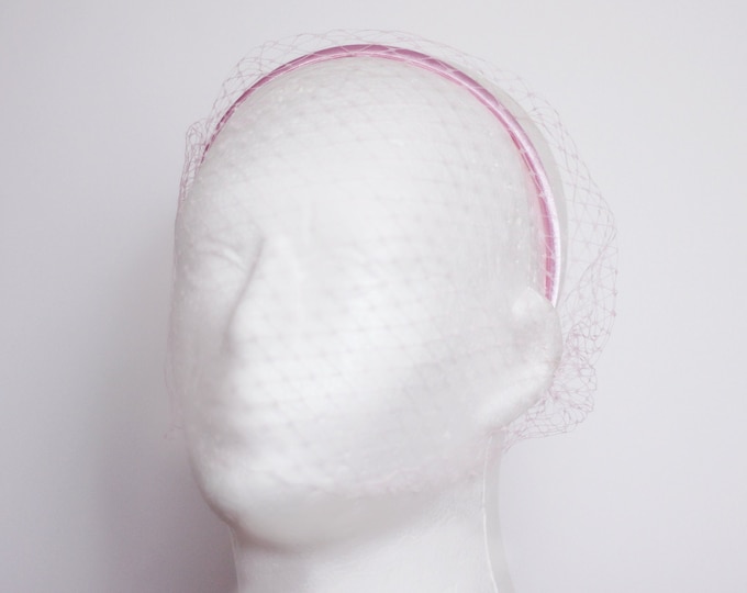 Pink Veil Headband Birdcage Veil Bridal Fascinator Veil Wedding Wedding Guest Headpiece for Bridal Party