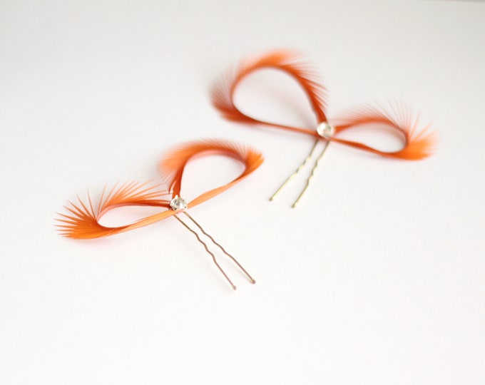 Orange Hair Clips 2x Orange Fascinators for Wedding Guest Hair Pins Maid of Honor Gift Flower Girl