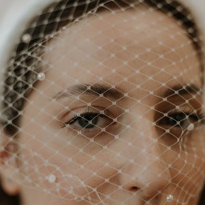 Birdcage Veil Headband with Pearls