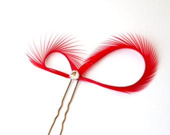 Red Hair Accessories Red Hair Pins 2x Fascinators Bridesmaid Gift Red Feather Hair Pins Minimalist Gift for Bridal Party