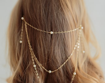 Pearl Hair Chain Wedding Pearl Hairchain Infinity Sign Hair  display picture 3