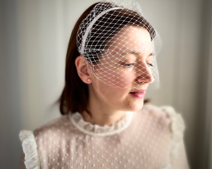 Birdcage Veil Headband, Bridal Birdcage Veil, Bridal Birdcage Fascinator, Wedding Veil Headband