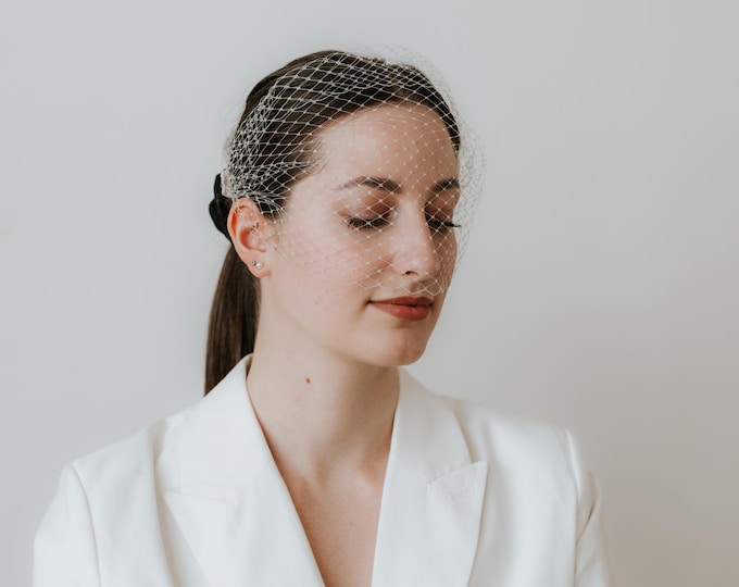 Pearl Birdcage Veil: Short Bridal Veil Civil Wedding Veil Courthouse