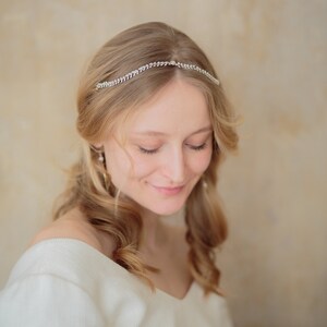 Bridal Pearl Headband, Arrow Hair Chain, Pearl Headband for Wedding, Style 412 image 5