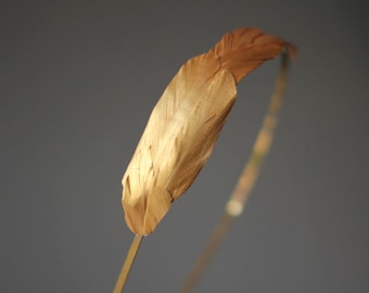 Bandeau de plumes d'or, bandeau de plumes d'or, bandeau grec de mariée, cadeau de demoiselle d'honneur, bandeau d'or de mariage