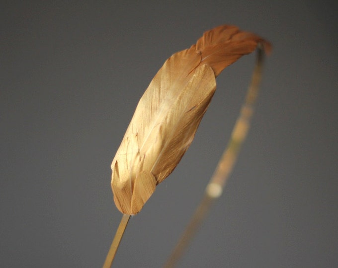 Gold Feather Headband, Gold Feather Hairband, Bridal Grecian Headband, Bridesmaid Gift, Wedding Gold Headband