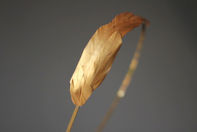 Gold Feather Fascinator Headband Gold Grecian Hairband Wedding Guest Headband Gold Feather Headpiece image 4