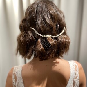 Bridal Pearl Headband, Arrow Hair Chain, Pearl Headband for Wedding, Style 412 image 8