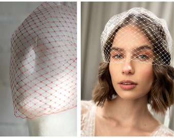 Red Birdcage Veil, Wedding Guest Veil, Red Wedding Veil, Bird Cage Veil, Bridal Birdcage Veil,