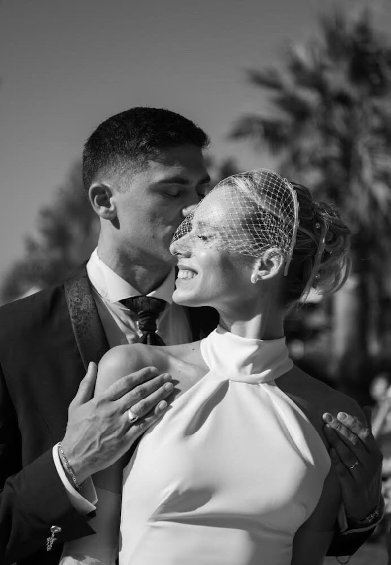 headband birdcage veil
