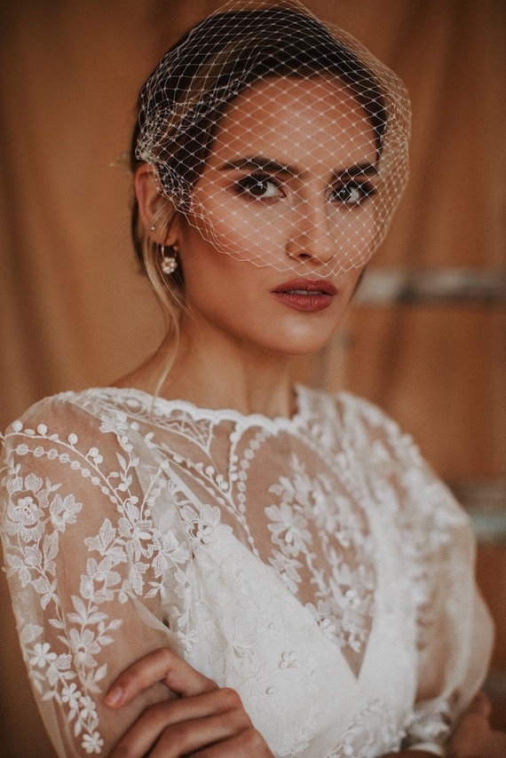 Civil Wedding Veil Birdcage Veil Courthouse Veil Short Veil for Bride Short Veil Bridal Birdcage Veil Bandeau Etsy