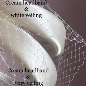 Receptiesluier met parels, vogelkooisluier, hoofdband, satijnen bruidssluier, bruidshaaraccessoire, fascinator, bruiloft afbeelding 11
