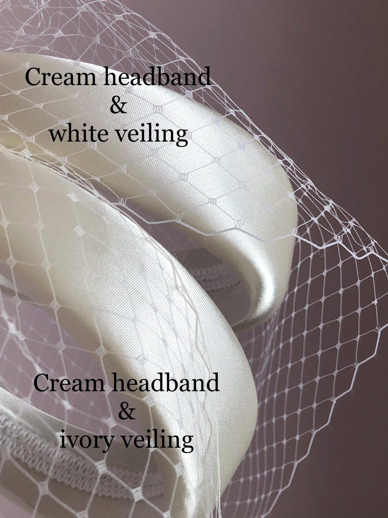 Receptiesluier met parels, vogelkooisluier, hoofdband, satijnen bruidssluier, bruidshaaraccessoire, fascinator, bruiloft afbeelding 11