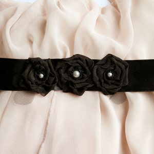 Schwarze Schärpe Braut Blumen Schärpe Gürtel Blumenmädchen Schärpe Hochzeit Blumengürtel Schärpe Brautjungfern Schärpe Bild 5