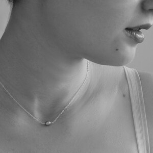 Single Pearl Necklaces 4x Bridal Party Necklace Sterling Silver Freshwater Pearl Choker Bridesmaid Gift image 1