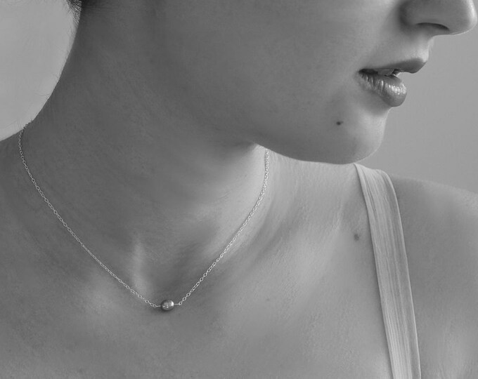 Single Pearl Necklaces 4x Bridal Party Necklace Sterling Silver Freshwater Pearl Choker Bridesmaid Gift