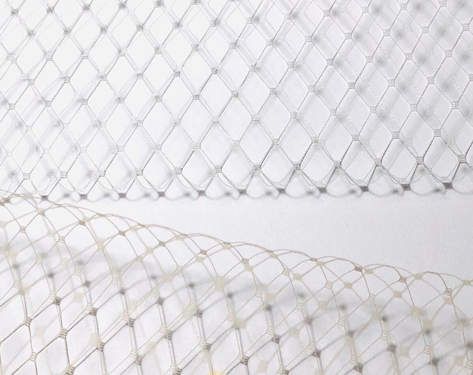 Birdcage Veiling Fabric for Wedding Blusher Veils Millinery Fishnet Veiling - White, Ivory, Black, Champagne - by the meter