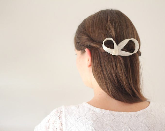 Ivory Bow Coquette Hair Clip Bridal Ivory Bow Fascinator, Bridal Hair Accessory, Royal Blue Hair Pin, Silver Hair Pin