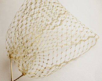Gold Birdcage Veil Gold Wedding Veil Short Gold Metallic Veil Bird Cage Veil Silver Veil Bridesmaids Veil