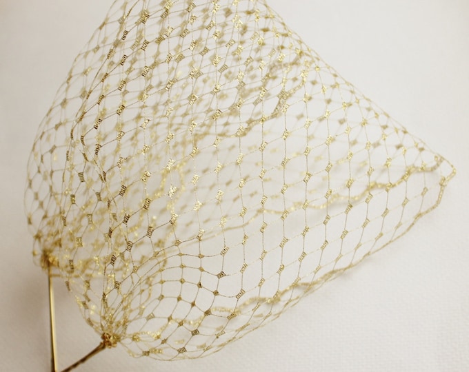 Gold Birdcage Veil Gold Wedding Veil Short Gold Metallic Veil Bird Cage Veil Silver Veil Bridesmaids Veil