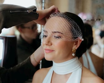 Pearl Birdcage Veil with Pearls Wedding Birdcage Veil, Short Pearl Veil, Face Veil Mask