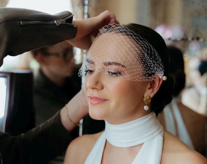 Pearl Birdcage Veil with Pearls Wedding Birdcage Veil, Short Pearl Veil, Face Veil Mask