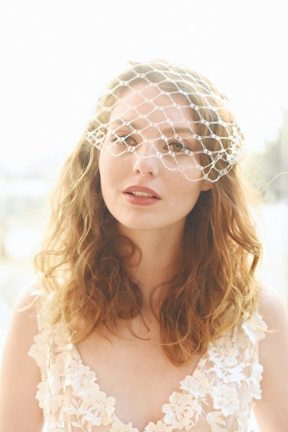 White clearance birdcage veil