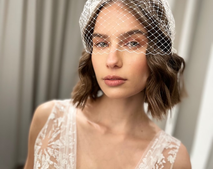 Bridal Birdcage Veil, Bridal Bandeau Veil, Ivory Veil, White Veil, Black Veil, Champagne Veil, Wedding Veil, Bird Cage Veil