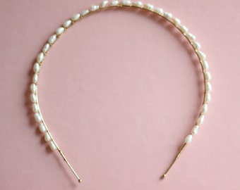Pearl Headband Wedding Freshwater Pearl Headband Bridal Headpiece with Pearls Wedding Pearl Hairband for Bride