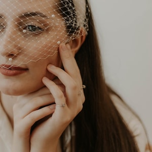 Birdcage Veil Headband with Pearls