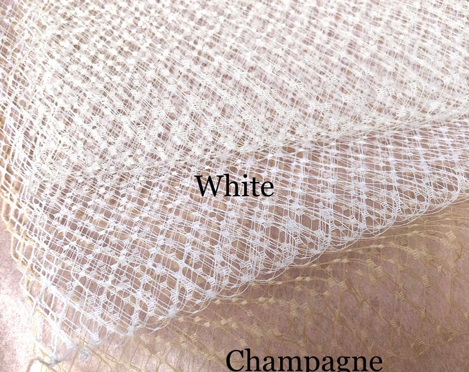 Birdcage Veil Veiling Fabric for Wedding Blusher Veils Millinery Fishnet Veiling - White, Ivory, Black, Champagne - by the meter