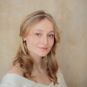 Bridal Pearl Headband, Arrow Hair Chain, Pearl Headband for Wedding, Style 412 image 4