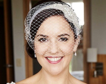 Birdcage Veil Wedding, Bridal Bird Cage Veil, Wedding Veil, White Veil, Ivory Veil, Black Veil, Champagne Veil, Custom Color