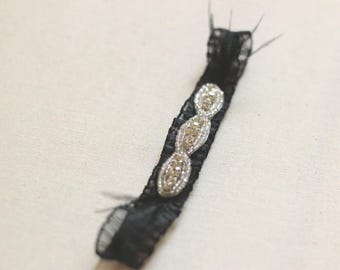 Black Wedding Garter Feather Bridal Garter Belt Rhinestone Garter Bridal Shower Gift for Bride