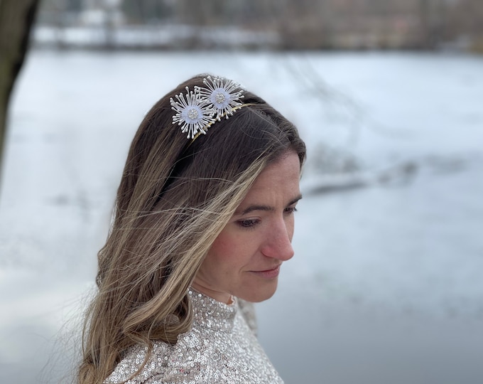 Snowflake Headband, Constellation Headband, Celestial Hair Jewelry, Bridal Headband, New Years Headband