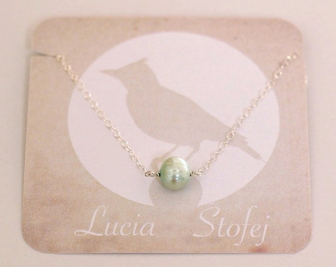 Mint Green Pearl Necklace, Bridal Pearl Necklace, Aqua Blue Necklace, Bridal Party Necklace, Bridesmaids Necklace