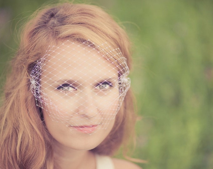 Short Bridal Birdcage Veil, Wedding Mini Veil, White Veil, Ivory Veil, Black Veil, Champagne Veil, Bird Cage Veil