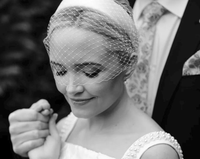 Wedding Headband Veil: Town Hall Wedding Headpiece Veiled Bridal Fascinator for Civil Ceremony