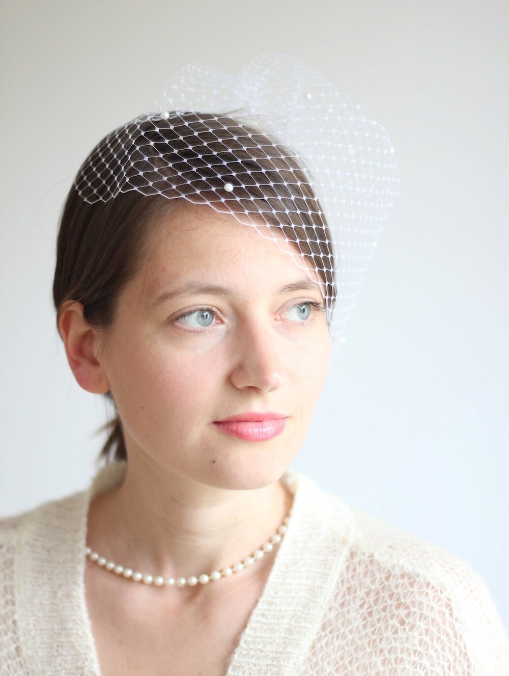 Pearl Studded Veil Bridal Pearl Veil White Veil Ivory Veil Etsy
